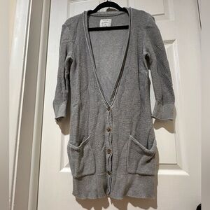 American Eagle Outfitters Gray Cardigan Sweater Long Shawl Collar